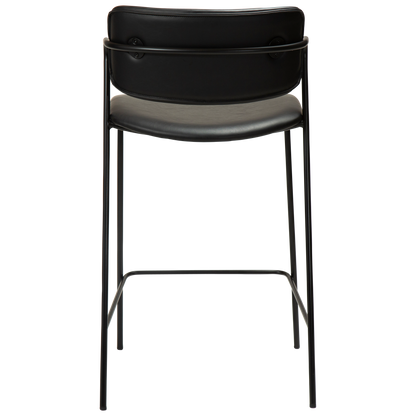 [var:Bezug=Vintage schwarzes Kunstleder mit schwarzen Beinen] ZED Barhocker