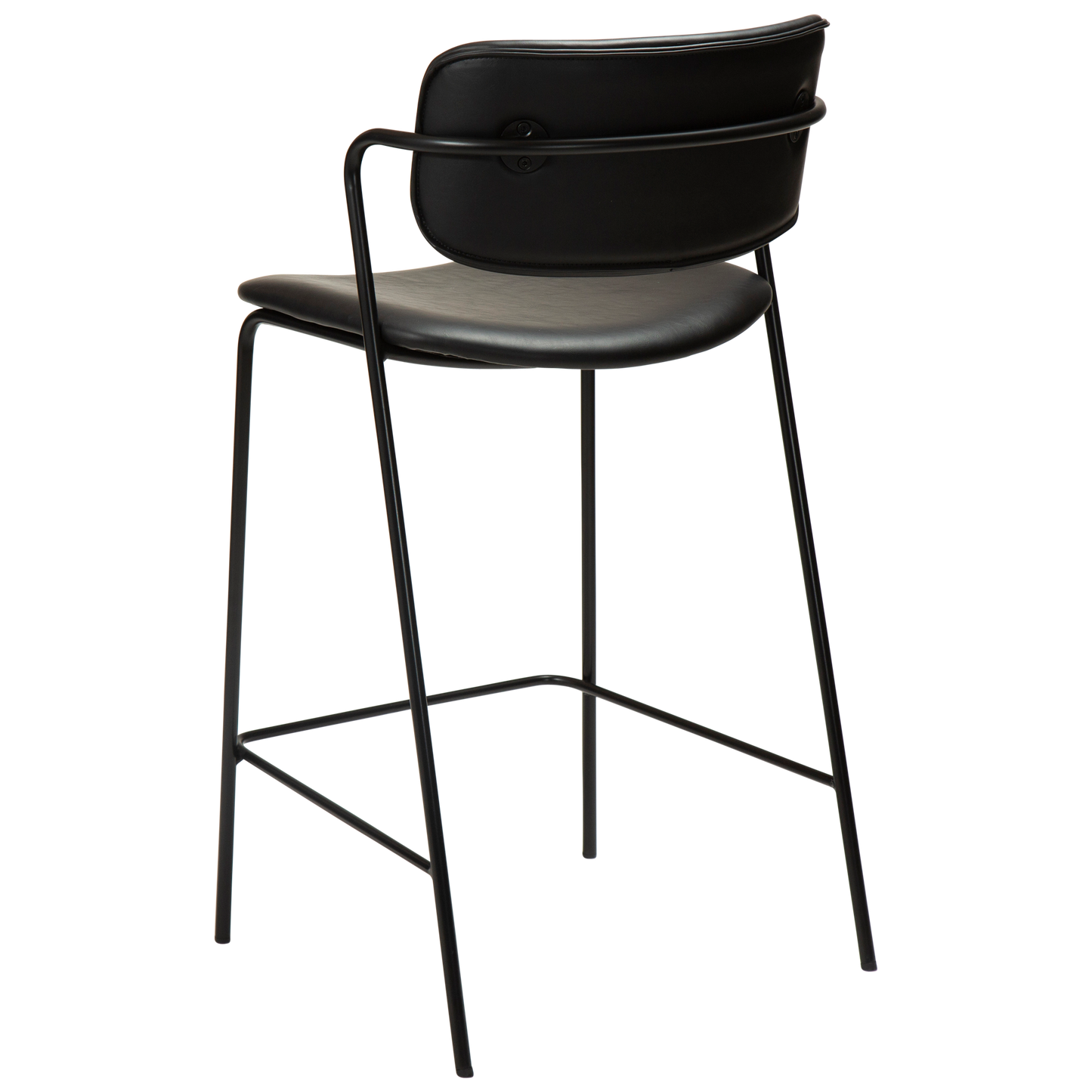 [var:Bezug=Vintage schwarzes Kunstleder mit schwarzen Beinen] ZED Barhocker
