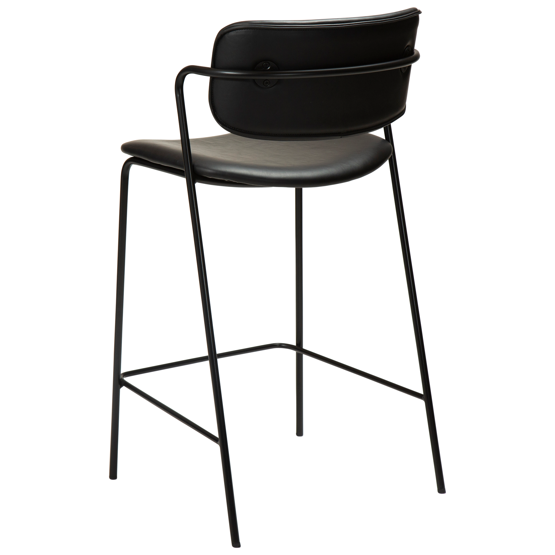 [var:Bezug=Vintage schwarzes Kunstleder mit schwarzen Beinen] ZED Barhocker