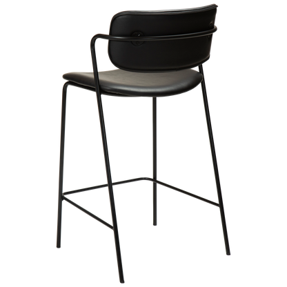[var:Bezug=Vintage schwarzes Kunstleder mit schwarzen Beinen] ZED Barhocker