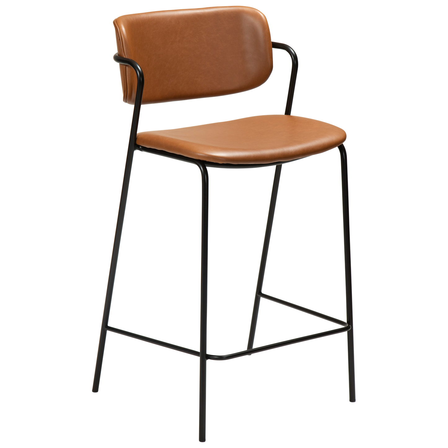 [var:Bezug=Vintage hellbraunes Kunstleder mit schwarzen Beinen] ZED Barhocker