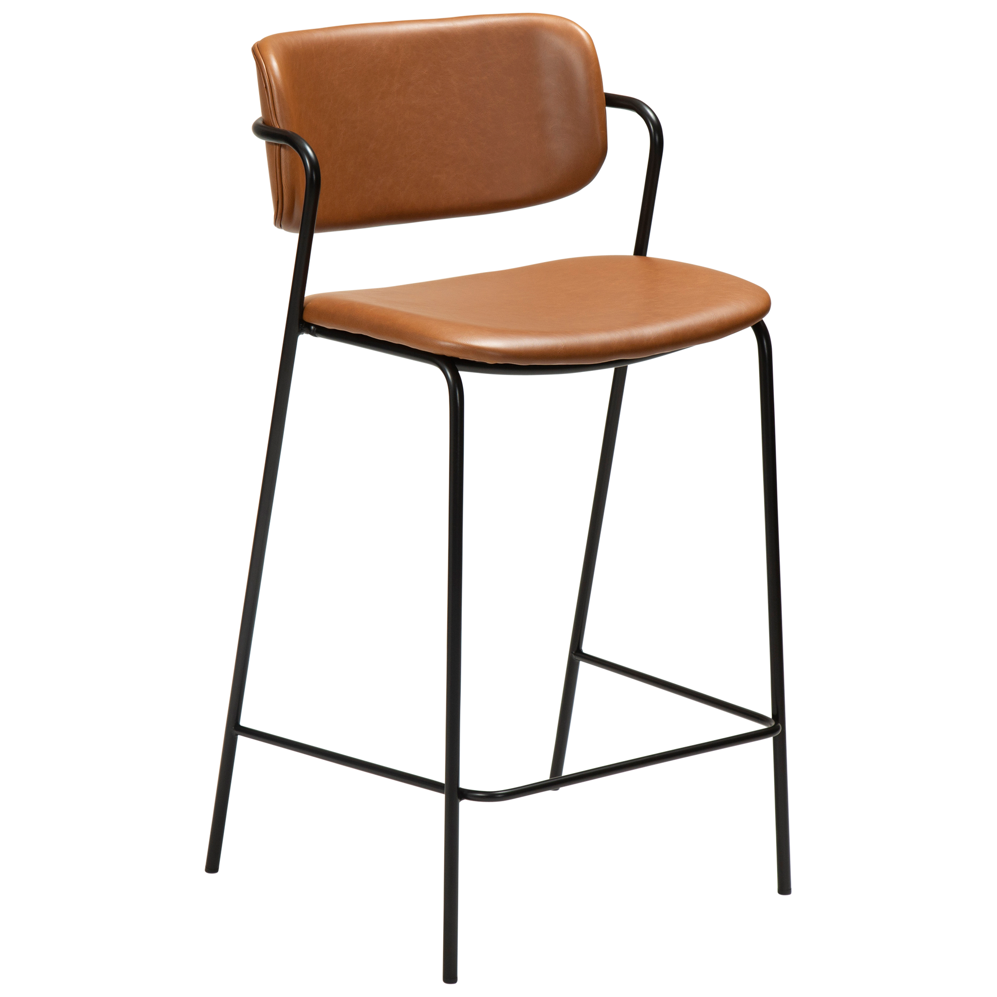 [var:Bezug=Vintage hellbraunes Kunstleder mit schwarzen Beinen] ZED Barhocker