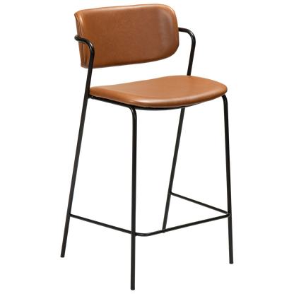 [var:Bezug=Vintage hellbraunes Kunstleder mit schwarzen Beinen] ZED Barhocker