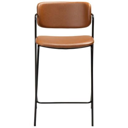 [var:Bezug=Vintage hellbraunes Kunstleder mit schwarzen Beinen] ZED Barhocker