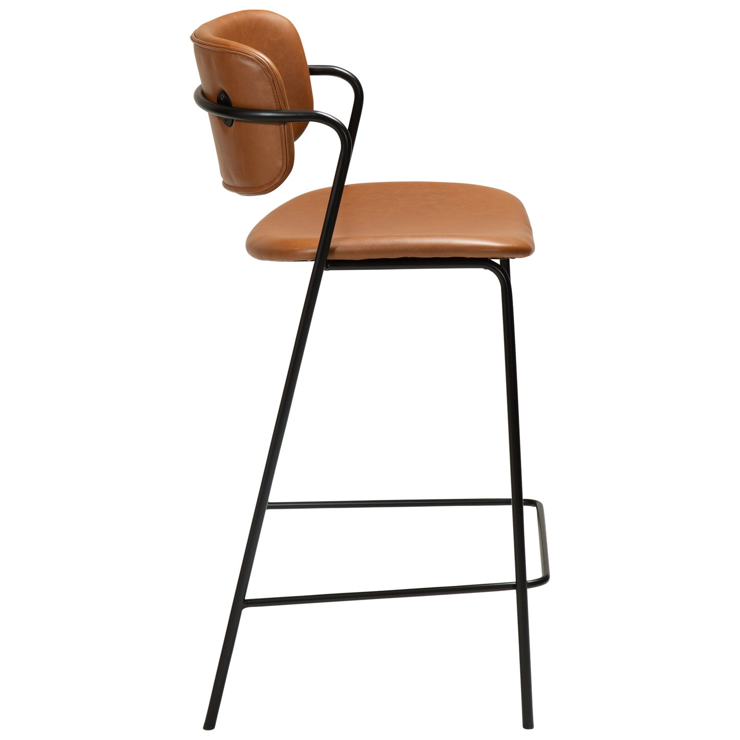 [var:Bezug=Vintage hellbraunes Kunstleder mit schwarzen Beinen] ZED Barhocker