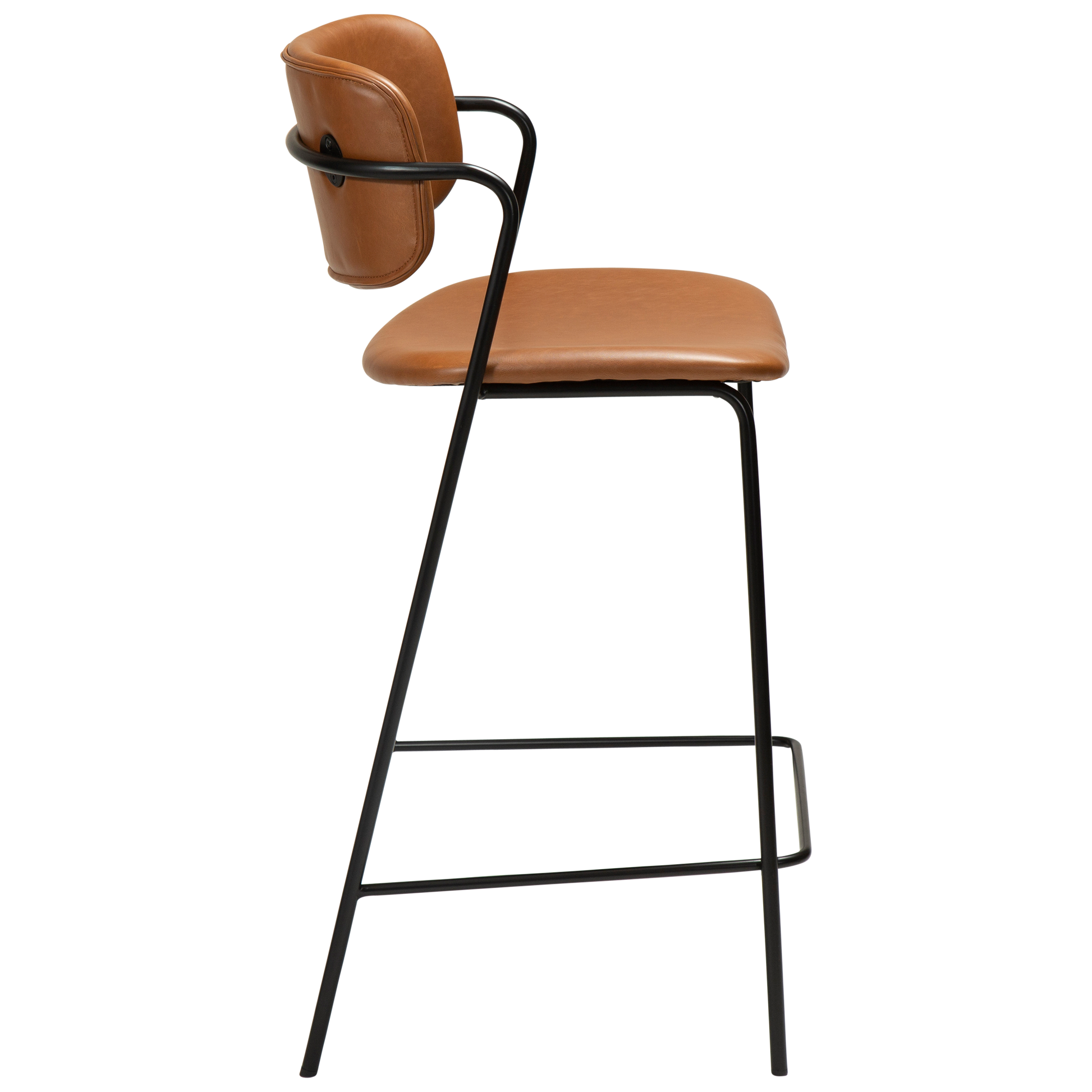 [var:Bezug=Vintage hellbraunes Kunstleder mit schwarzen Beinen] ZED Barhocker