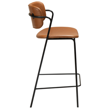 [var:Bezug=Vintage hellbraunes Kunstleder mit schwarzen Beinen] ZED Barhocker