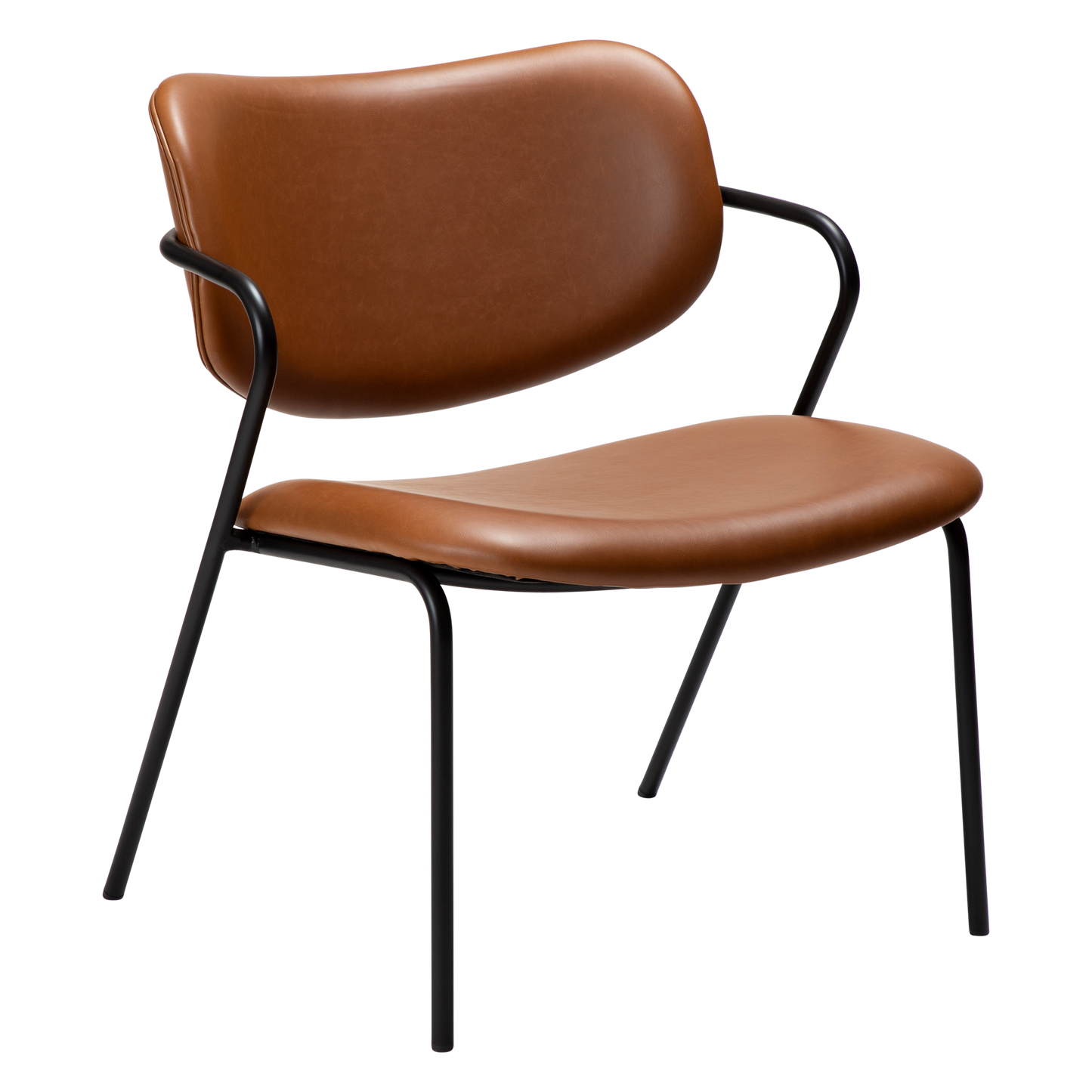 [var:Bezug=Vintage hellbraunes Kunstleder mit schwarzen Beinen] ZED Lounge-Stuhl
