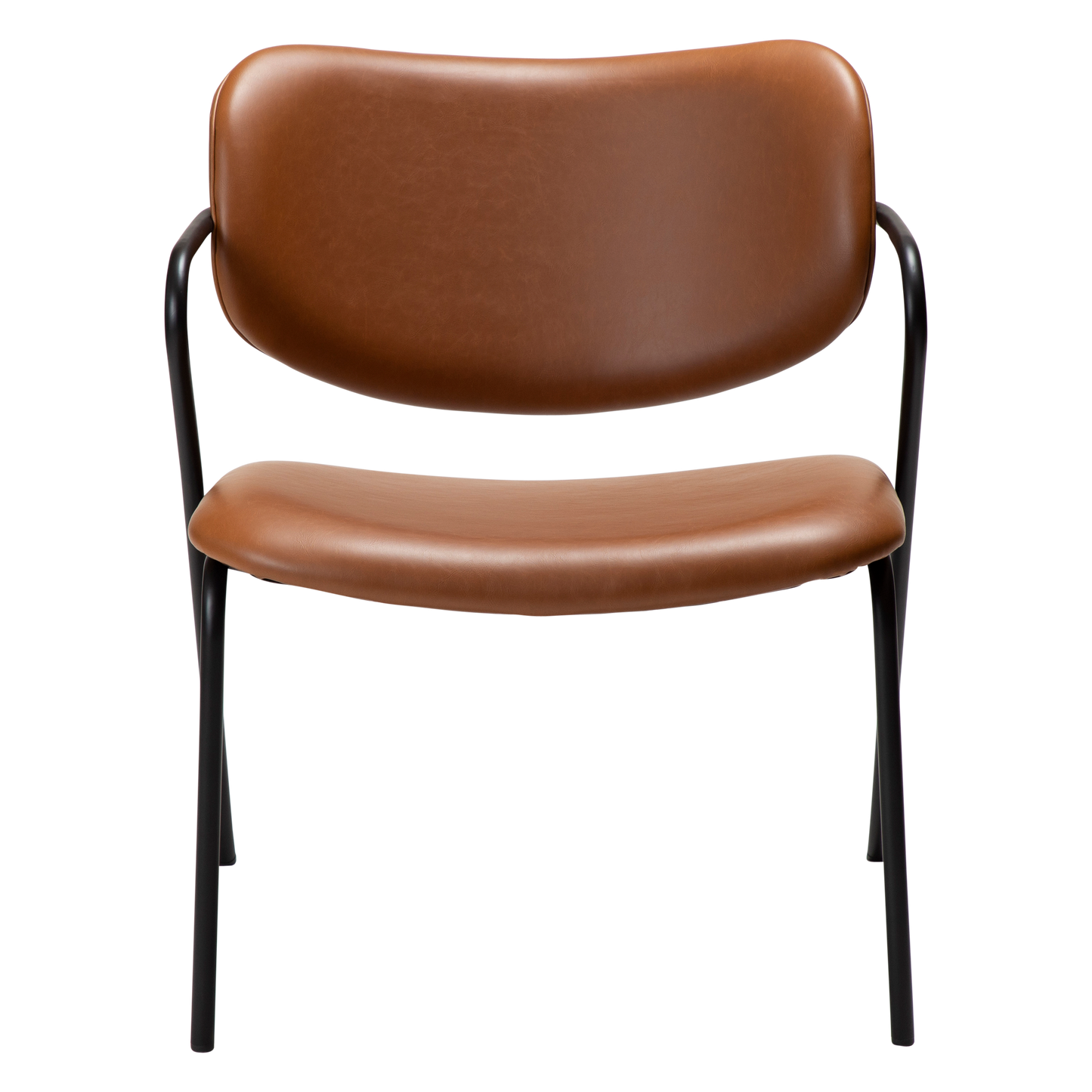 [var:Bezug=Vintage hellbraunes Kunstleder mit schwarzen Beinen] ZED Lounge-Stuhl