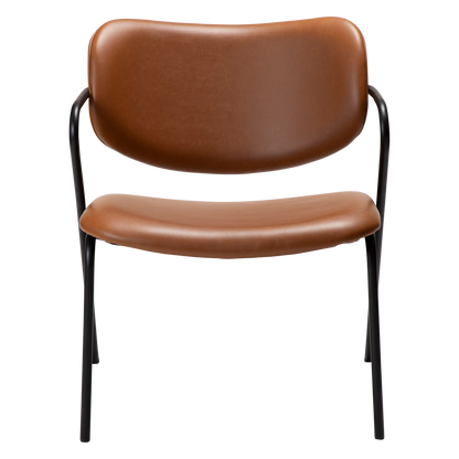 [var:Bezug=Vintage hellbraunes Kunstleder mit schwarzen Beinen] ZED Lounge-Stuhl