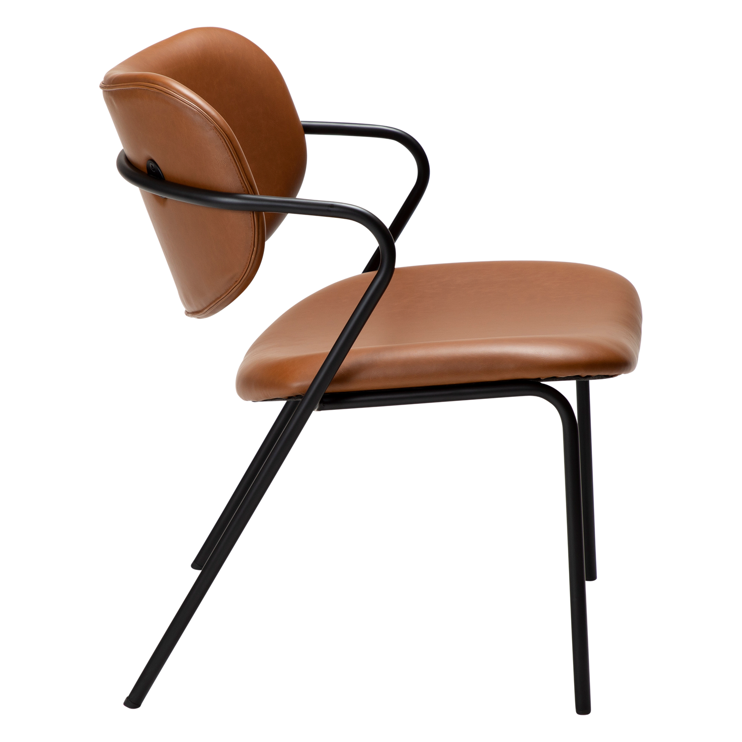 [var:Bezug=Vintage hellbraunes Kunstleder mit schwarzen Beinen] ZED Lounge-Stuhl