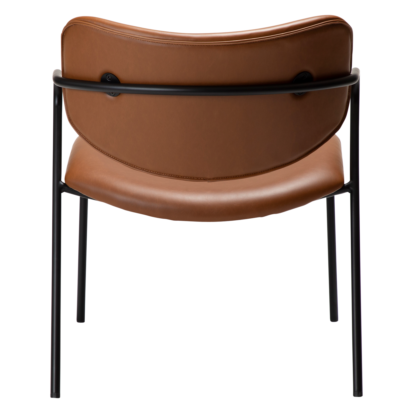 [var:Bezug=Vintage hellbraunes Kunstleder mit schwarzen Beinen] ZED Lounge-Stuhl