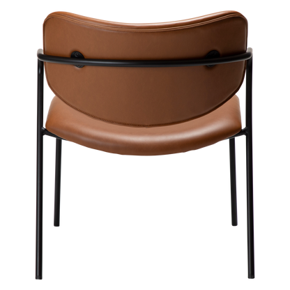 [var:Bezug=Vintage hellbraunes Kunstleder mit schwarzen Beinen] ZED Lounge-Stuhl