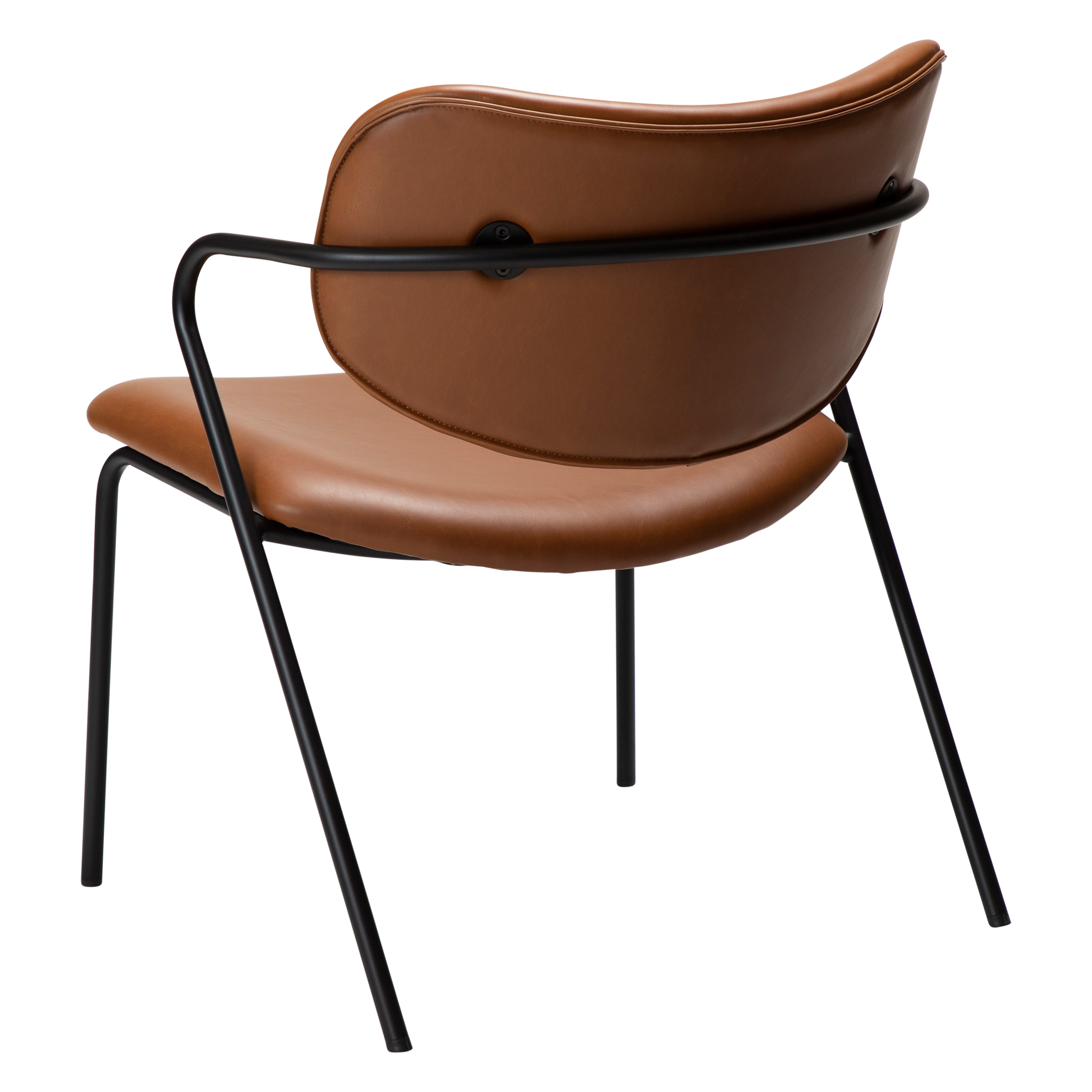 [var:Bezug=Vintage hellbraunes Kunstleder mit schwarzen Beinen] ZED Lounge-Stuhl