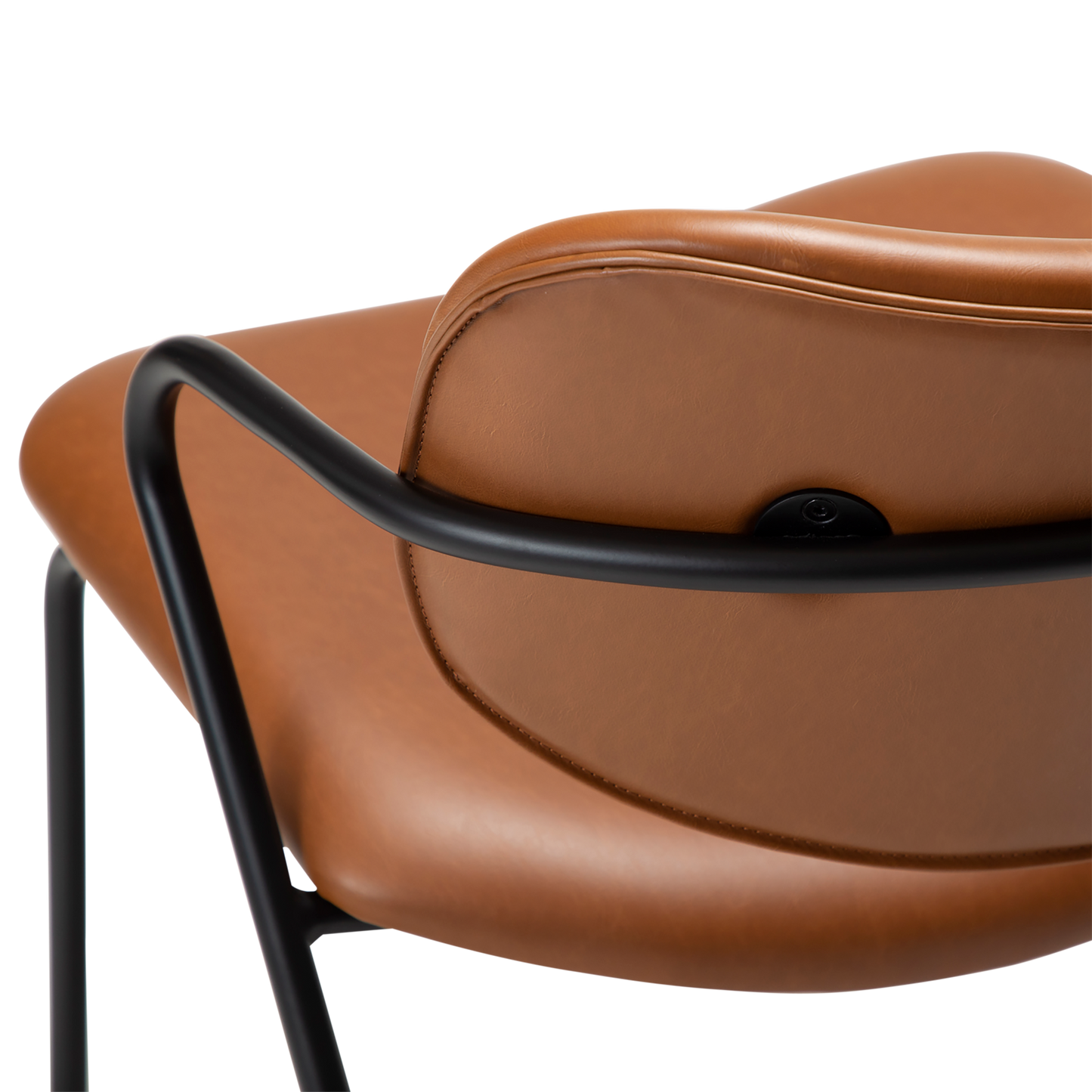 [var:Bezug=Vintage hellbraunes Kunstleder mit schwarzen Beinen] ZED Lounge-Stuhl