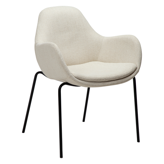 [var:Bezug=Einfach beiger Bouclé-Stoff mit schwarzen Beinen] ZIMMER Sessel