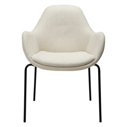 [var:Bezug=Einfach beiger Bouclé-Stoff mit schwarzen Beinen] ZIMMER Sessel