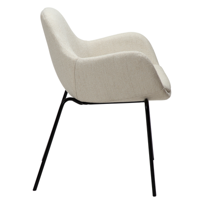 [var:Bezug=Einfach beiger Bouclé-Stoff mit schwarzen Beinen] ZIMMER Sessel