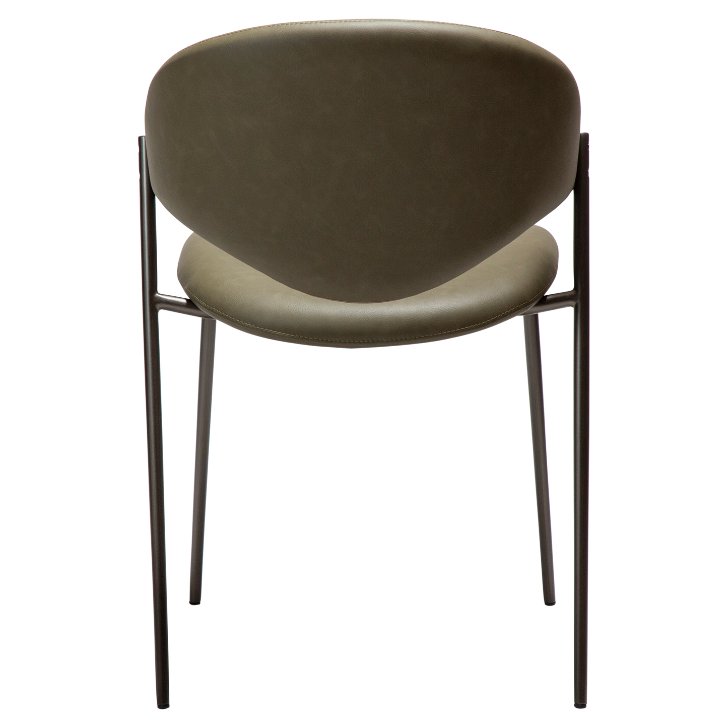 [var:Bezug=Dunkelolivfarbenes Kunstleder mit antikem Zinnbeinen] ZONE Stuhl