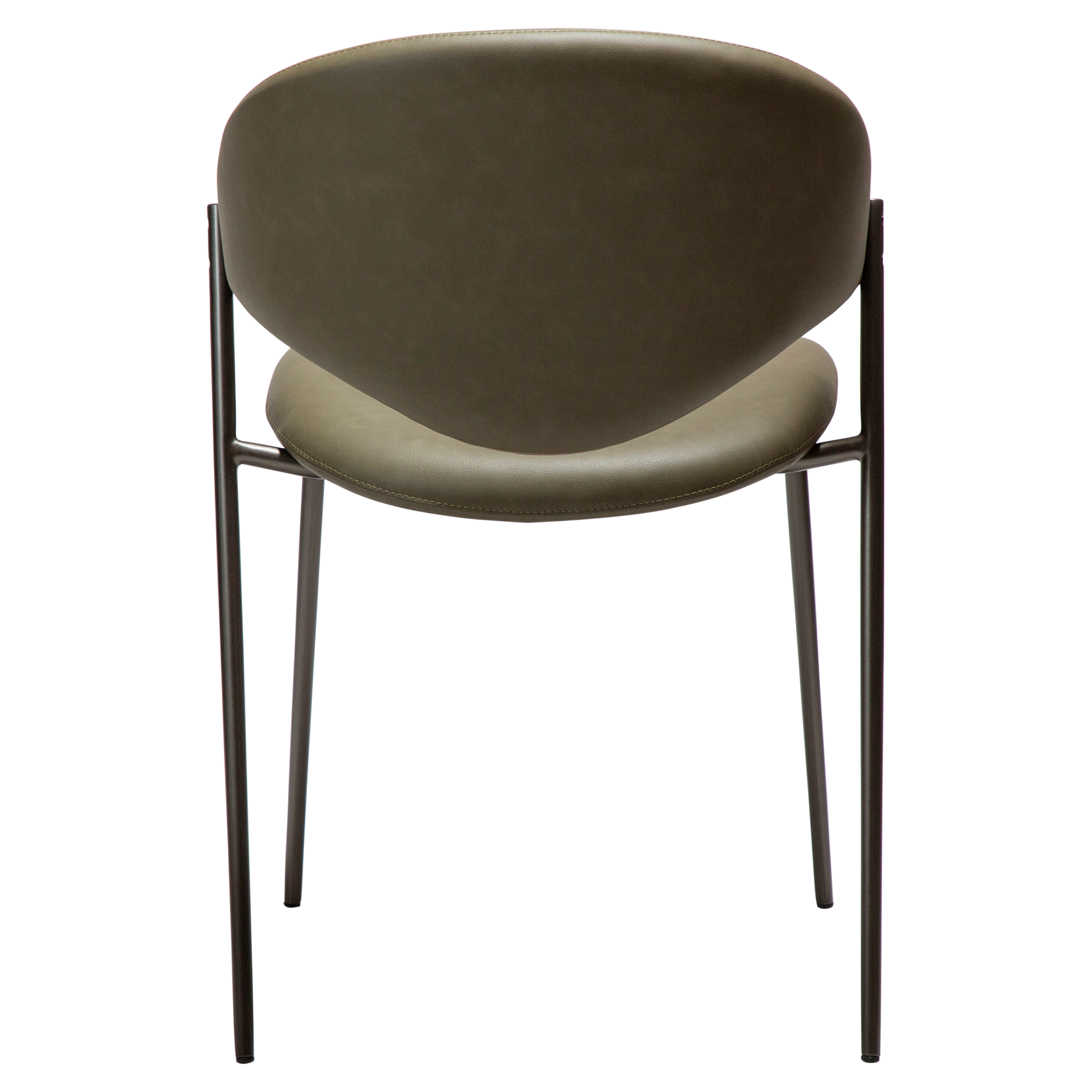 [var:Bezug=Dunkelolivfarbenes Kunstleder mit antikem Zinnbeinen] ZONE Stuhl