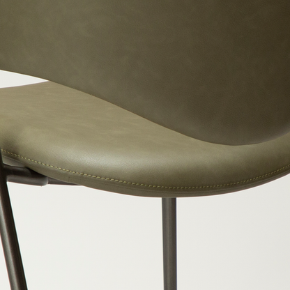 [var:Bezug=Dunkelolivfarbenes Kunstleder mit antikem Zinnbeinen] ZONE Stuhl