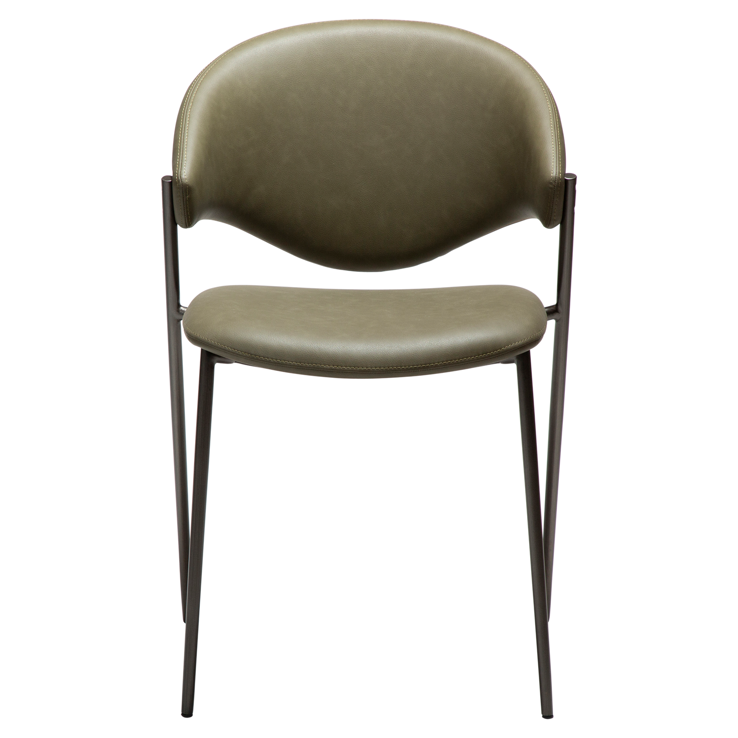 [var:Bezug=Dunkelolivfarbenes Kunstleder mit antikem Zinnbeinen] ZONE Stuhl