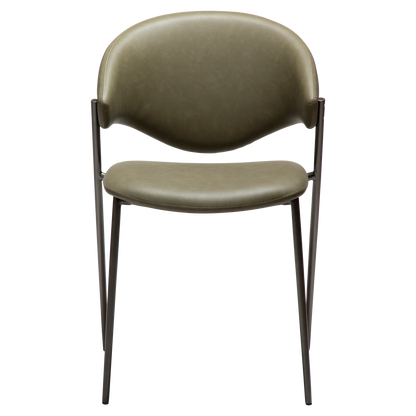 [var:Bezug=Dunkelolivfarbenes Kunstleder mit antikem Zinnbeinen] ZONE Stuhl