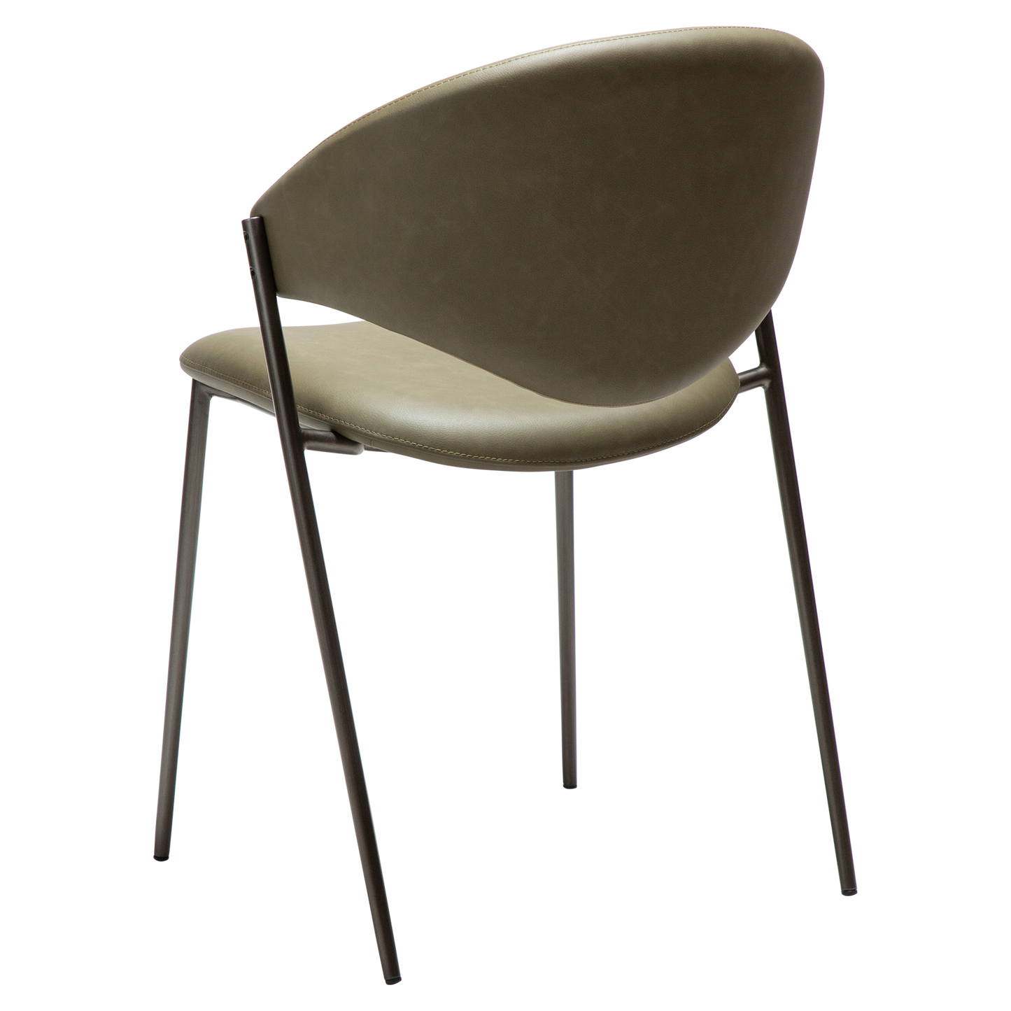 [var:Bezug=Dunkelolivfarbenes Kunstleder mit antikem Zinnbeinen] ZONE Stuhl