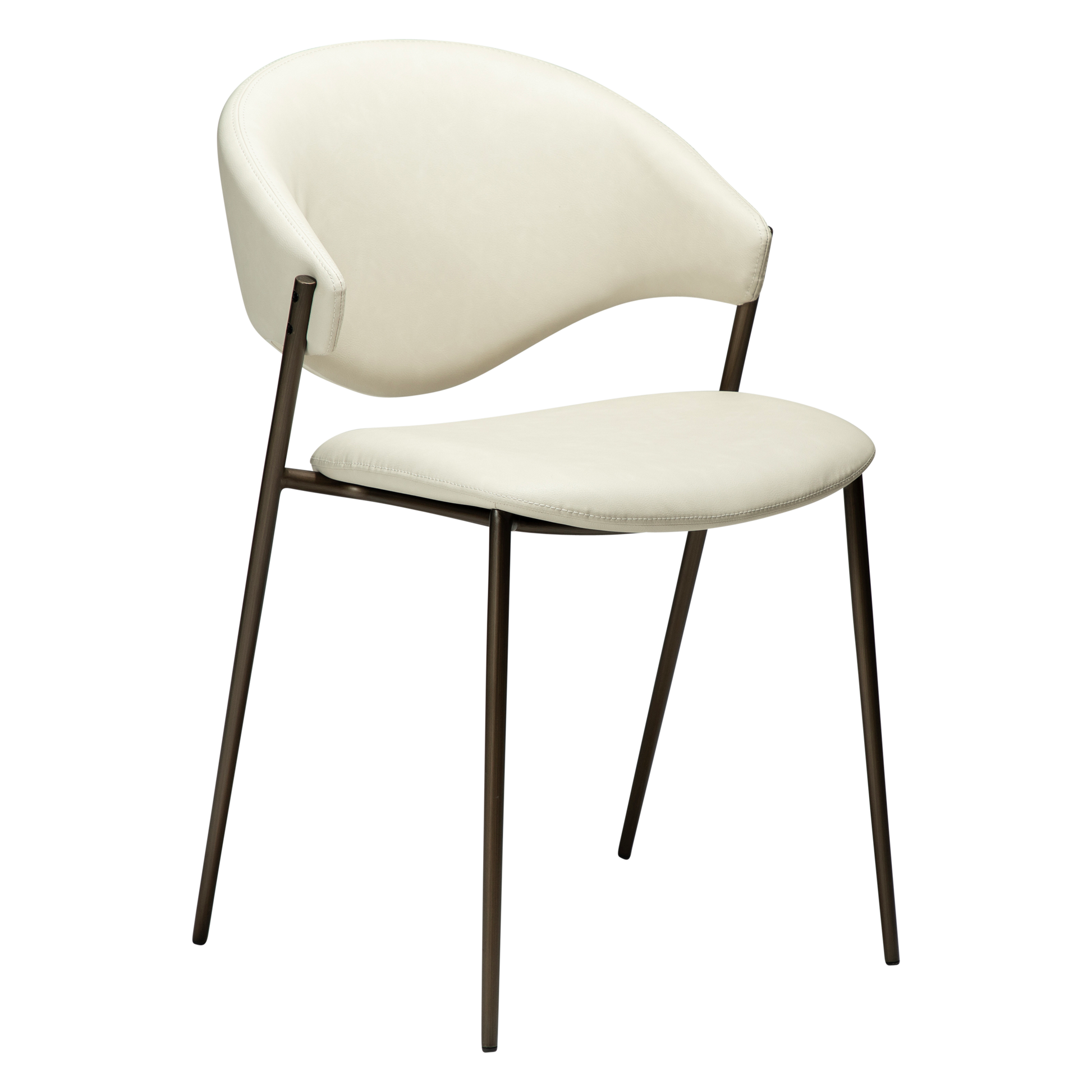 [var:Bezug=Frosted Almond Kunstleder mit antikem Messingbeinen] ZONE Stuhl