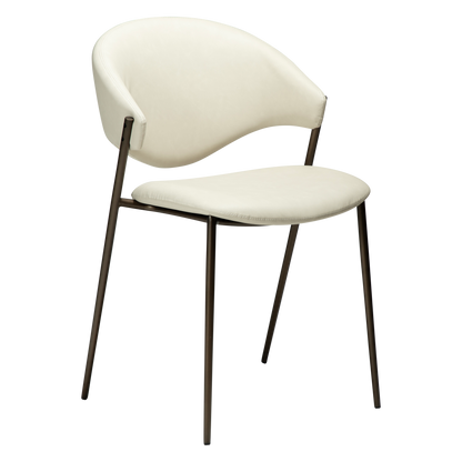 [var:Bezug=Frosted Almond Kunstleder mit antikem Messingbeinen] ZONE Stuhl