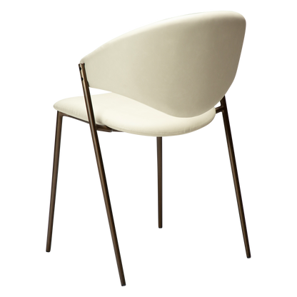 [var:Bezug=Frosted Almond Kunstleder mit antikem Messingbeinen] ZONE Stuhl