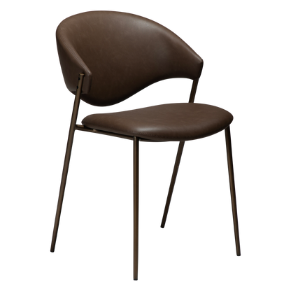 [var:Bezug=Hauptbraunes Kunstleder mit antikem Messingbeinen] ZONE Stuhl