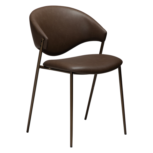 [var:Bezug=Hauptbraunes Kunstleder mit antikem Messingbeinen] ZONE Stuhl