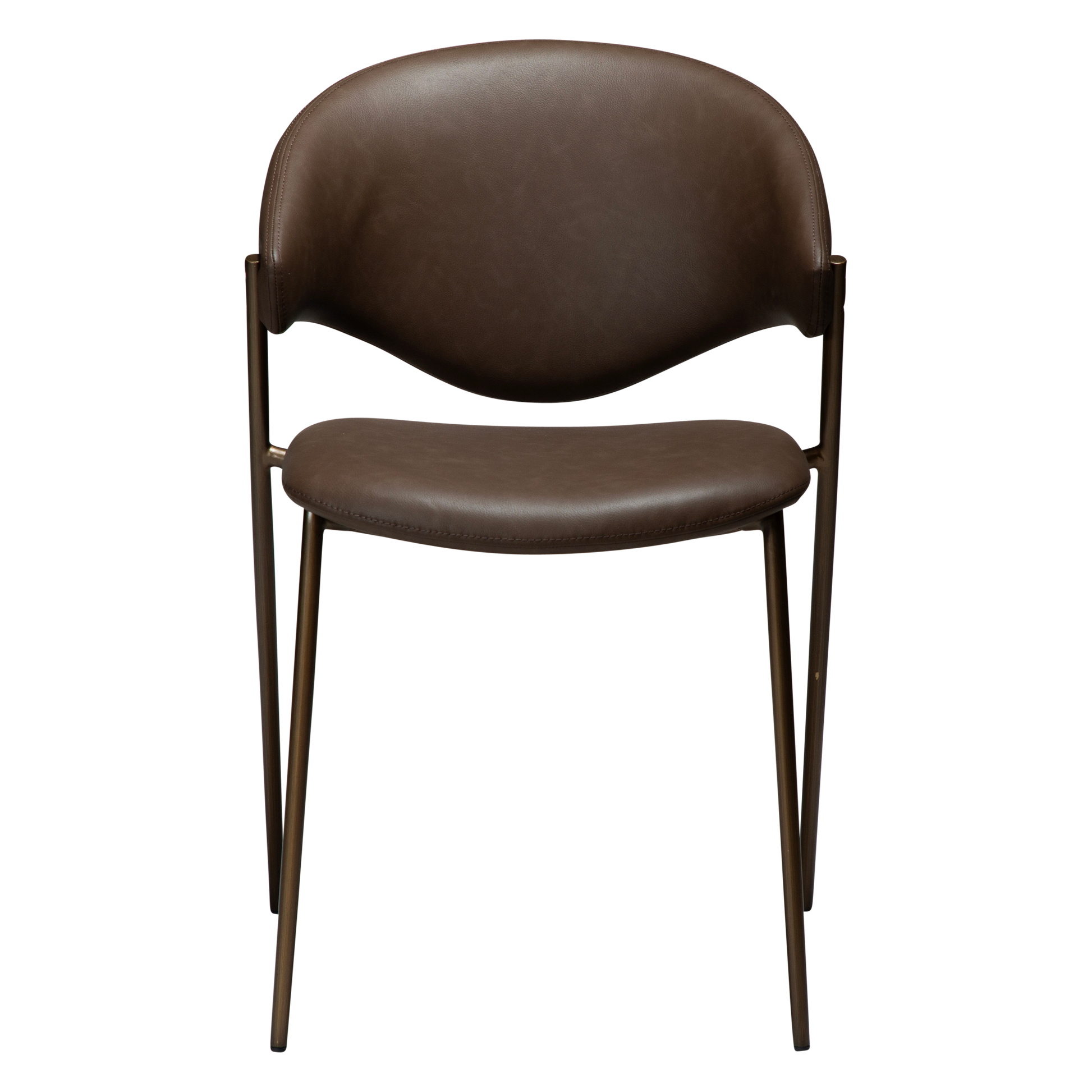 [var:Bezug=Hauptbraunes Kunstleder mit antikem Messingbeinen] ZONE Stuhl