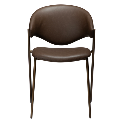 [var:Bezug=Hauptbraunes Kunstleder mit antikem Messingbeinen] ZONE Stuhl