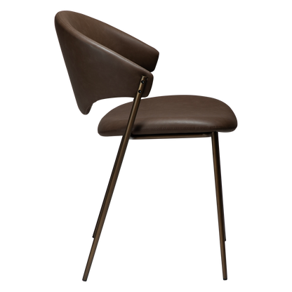 [var:Bezug=Hauptbraunes Kunstleder mit antikem Messingbeinen] ZONE Stuhl