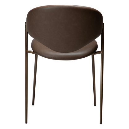 [var:Bezug=Hauptbraunes Kunstleder mit antikem Messingbeinen] ZONE Stuhl