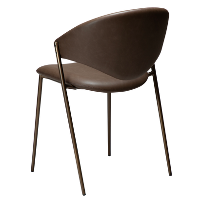 [var:Bezug=Hauptbraunes Kunstleder mit antikem Messingbeinen] ZONE Stuhl