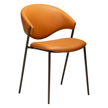 [var:Bezug=Kürbisgewürz Kunstleder mit antikem Messingbeinen] ZONE Stuhl