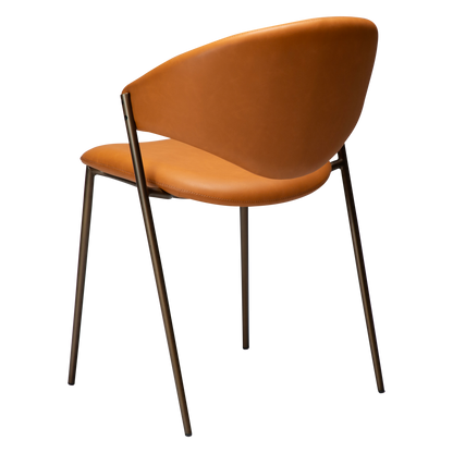 [var:Bezug=Kürbisgewürz Kunstleder mit antikem Messingbeinen] ZONE Stuhl