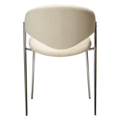 [var:Bezug=Einfaches beiges Bouclé-Gewebe mit verchromten Beinen] ZONE Stuhl